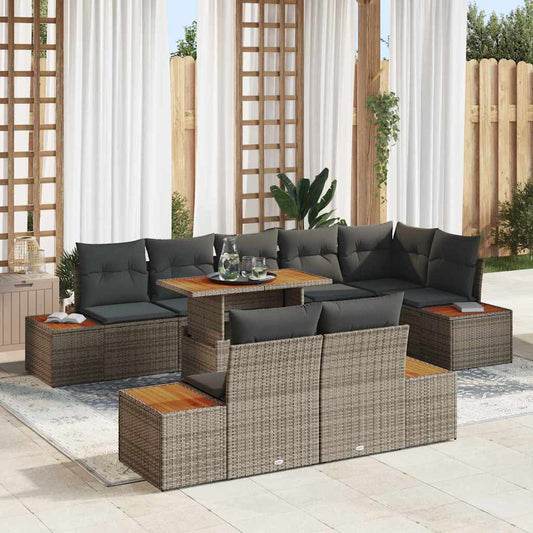 Garten Essgruppe mit Kissen 9 pcs Grau, Braun 100 x 55 x 73 cm