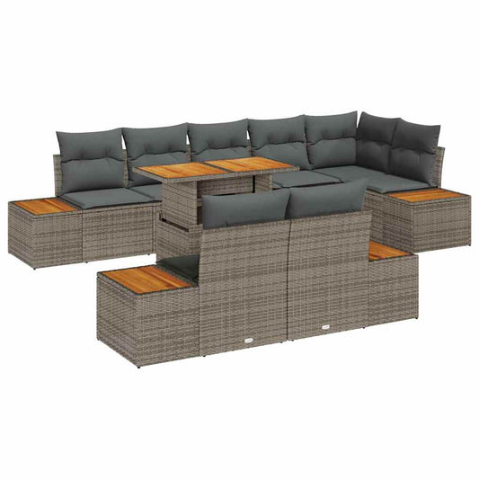 Garten Essgruppe mit Kissen 9 pcs Grau, Braun 100 x 55 x 73 cm