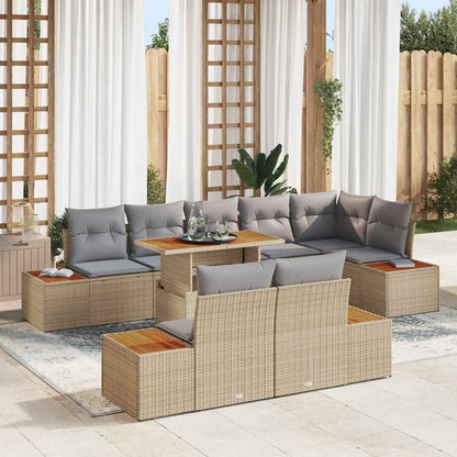 Garten Essgruppe mit Kissen 9 pcs Beige, Grau 100 x 55 x 73 cm