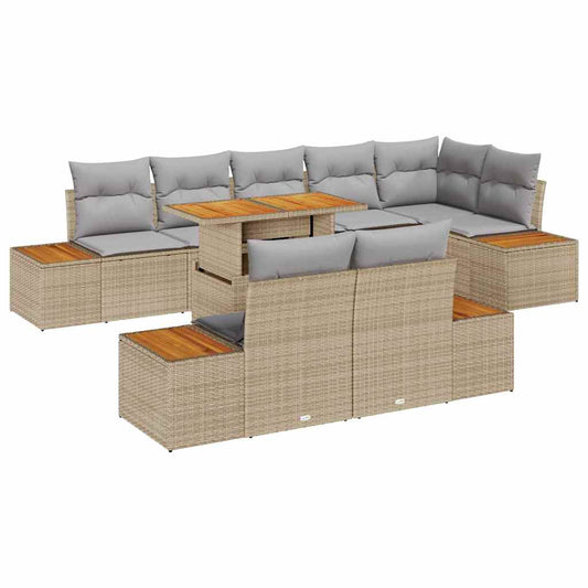 Garten Essgruppe mit Kissen 9 pcs Beige, Grau 100 x 55 x 73 cm