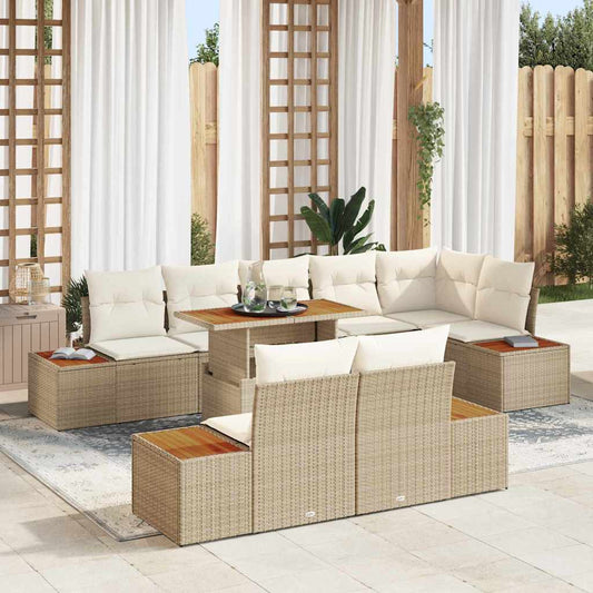 Garten Essgruppe mit Kissen 9 pcs Beige, Creme 100 x 55 x 73 cm