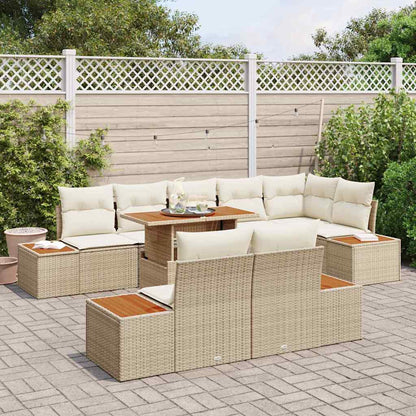Garten Essgruppe mit Kissen 9 pcs Beige, Creme 100 x 55 x 73 cm