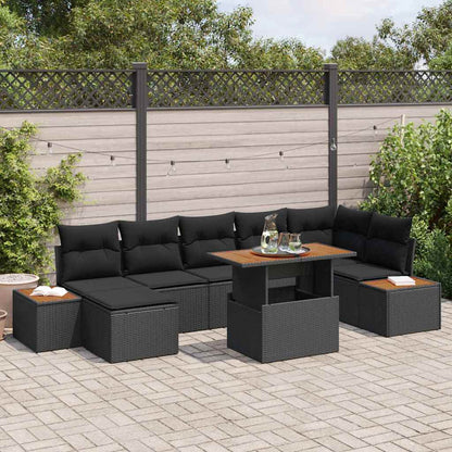 Garten Essgruppe mit Kissen 8 pcs Schwarz, Braun