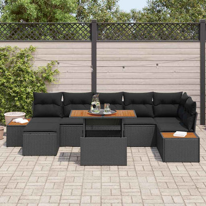 Garten Essgruppe mit Kissen 8 pcs Schwarz, Braun