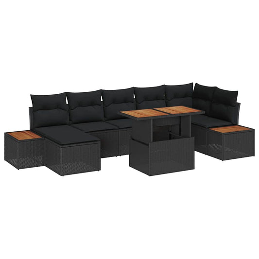 Garten Essgruppe mit Kissen 8 pcs Schwarz, Braun
