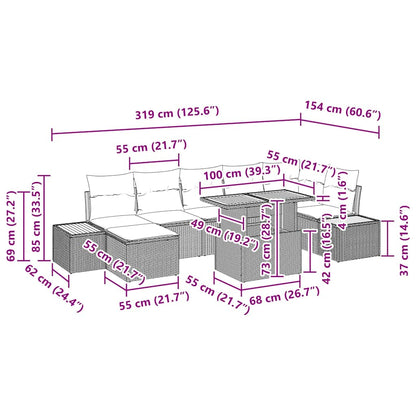 Garten Essgruppe mit Kissen 8 pcs Grau, Braun