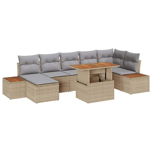 Garten Essgruppe mit Kissen 8 pcs Beige, Grau