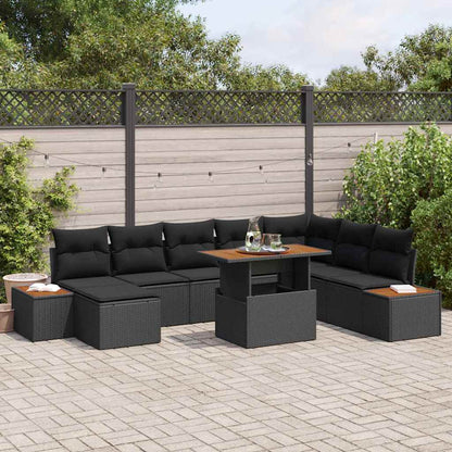 Garten Essgruppe mit Kissen 9 pcs Schwarz, Braun