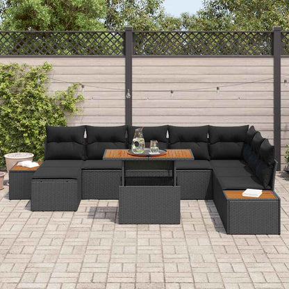 Garten Essgruppe mit Kissen 9 pcs Schwarz, Braun