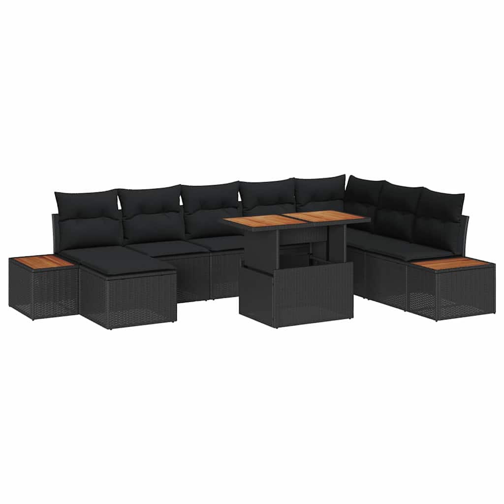 Garten Essgruppe mit Kissen 9 pcs Schwarz, Braun