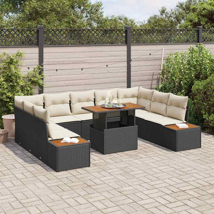 Garten Essgruppe 10 pcs Schwarzer Rahmen mit beigen Kissen