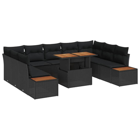Garten Essgruppe 10 pcs Schwarz, Braun 100 x 55 x 73 cm