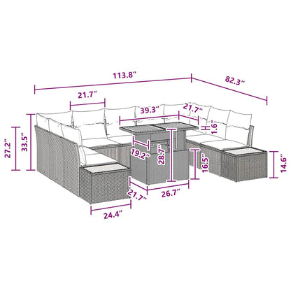 Garten Essgruppe 10 pcs Schwarz, Braun 100 x 55 x 73 cm