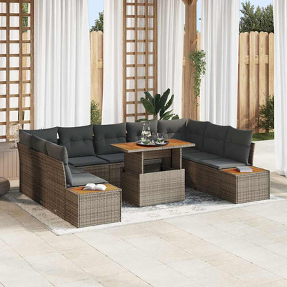 Garten Essgruppe mit Kissen 10 pcs Grau, Braun 100 x 55 x 73 cm