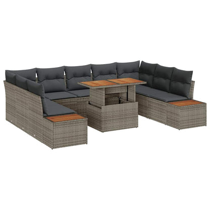 Garten Essgruppe mit Kissen 10 pcs Grau, Braun 100 x 55 x 73 cm