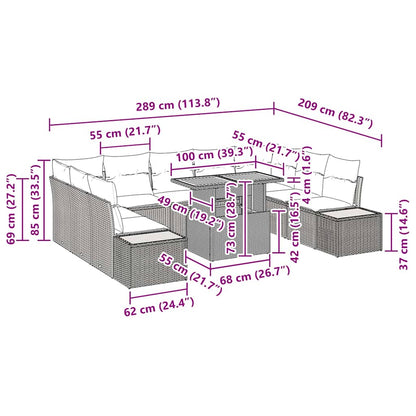Garten Essgruppe mit Kissen 10 pcs Grau, Braun 100 x 55 x 73 cm