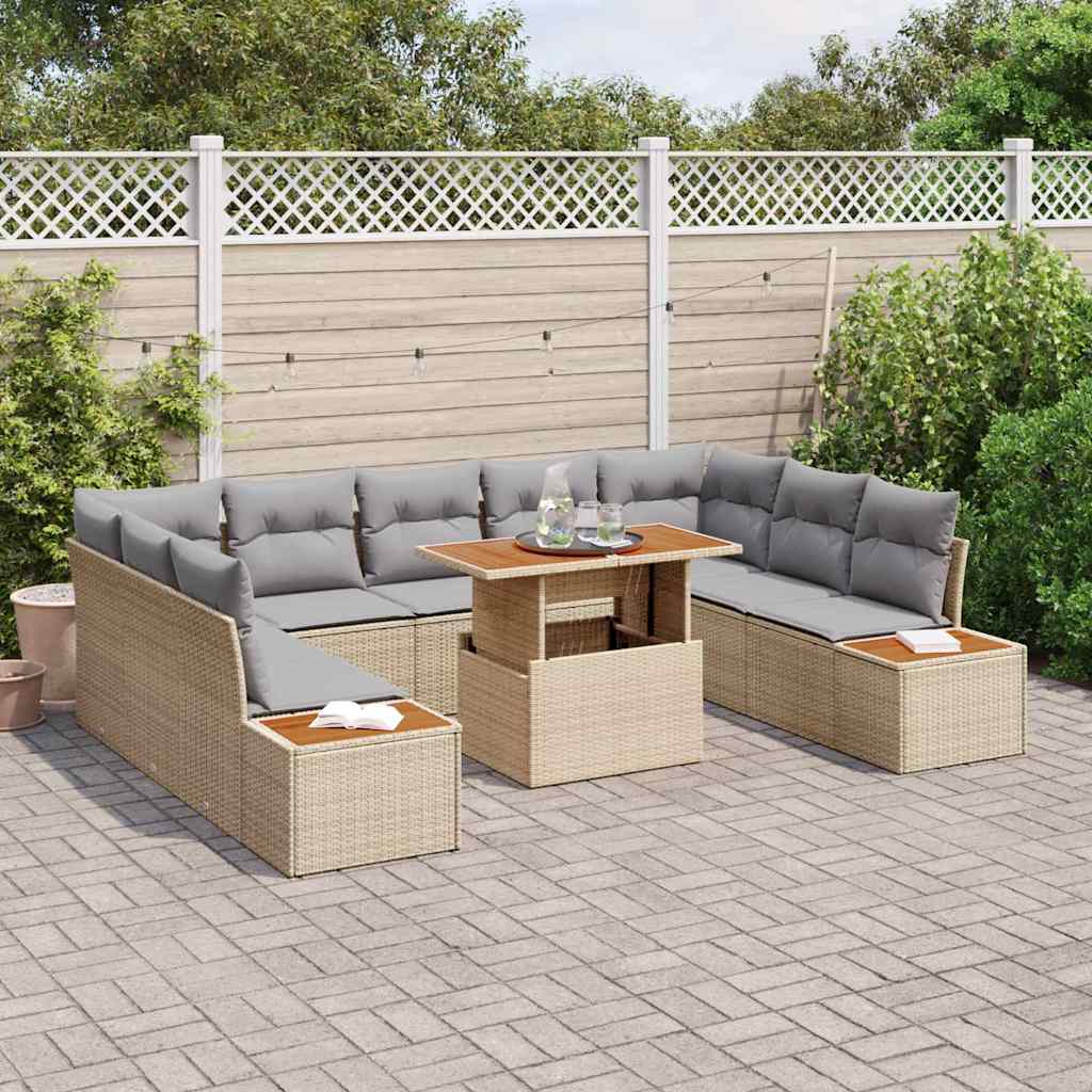 Garten Essgruppe mit Kissen 10 pcs Beige, Grau 100 x 55 x 73 cm