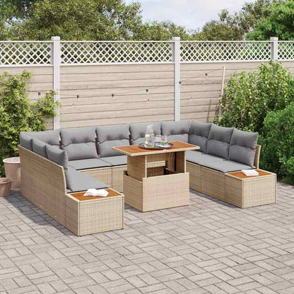 Garten Essgruppe mit Kissen 10 pcs Beige, Grau 100 x 55 x 73 cm