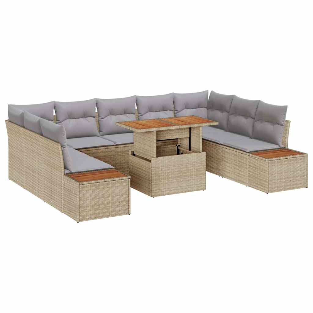 Garten Essgruppe mit Kissen 10 pcs Beige, Grau 100 x 55 x 73 cm
