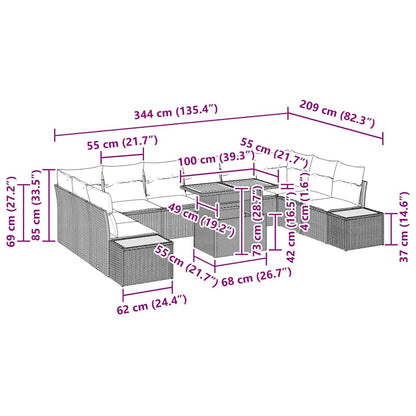 Garten Essgruppe 11 pcs Weiß Schwarz 100 x 55 x 73 cm