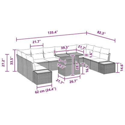 Garten Essgruppe 11 pcs Schwarz, Braun 100 x 55 x 73 cm