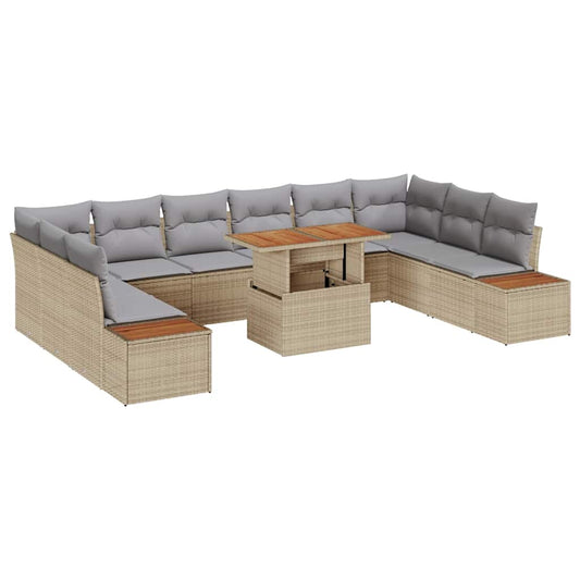 Garten Essgruppe mit Kissen 11 pcs Beige, Grau 100 x 55 x 73 cm