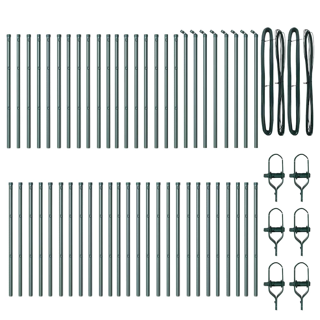 Zaunpfosten 52 pcs Grün 3.2 x 3.2 x 80 cm Stahl