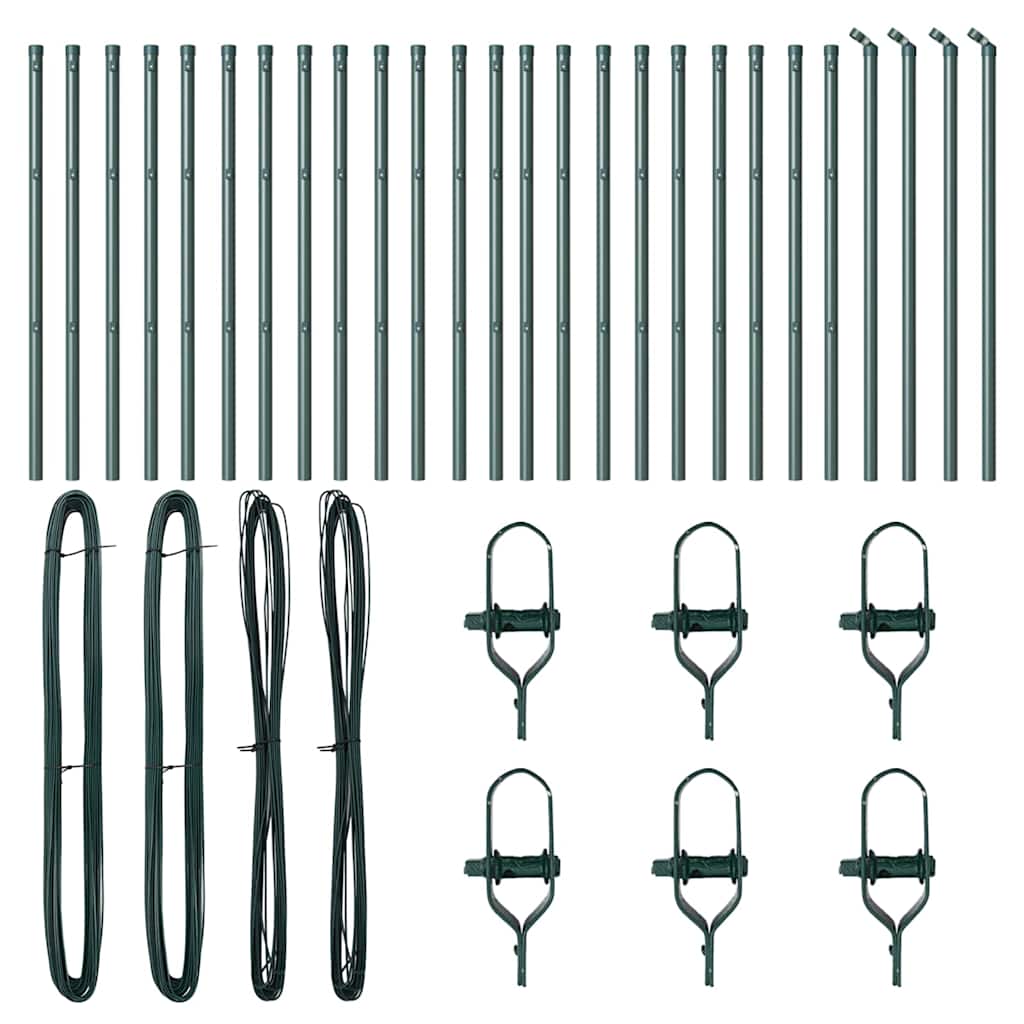 Zaunpfosten 26 pcs Grün 3.2 x 3.2 x 120 cm Stahl