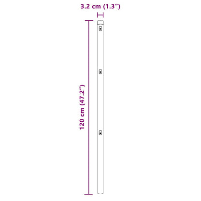 Zaunpfosten 26 pcs Grün 3.2 x 3.2 x 120 cm Stahl