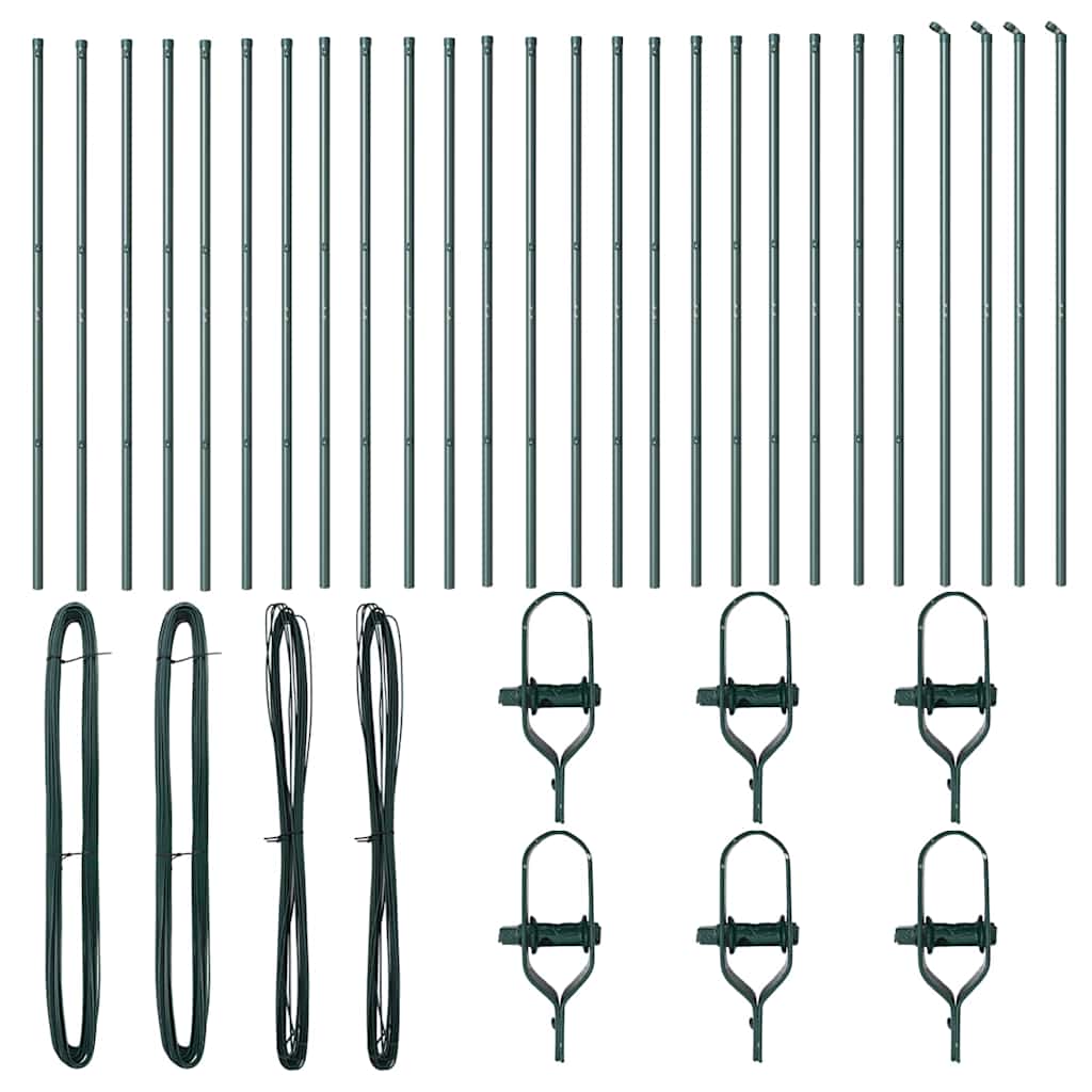 Zaunpfosten 26 pcs Grün 3.2 x 3.2 x 190 cm Stahl