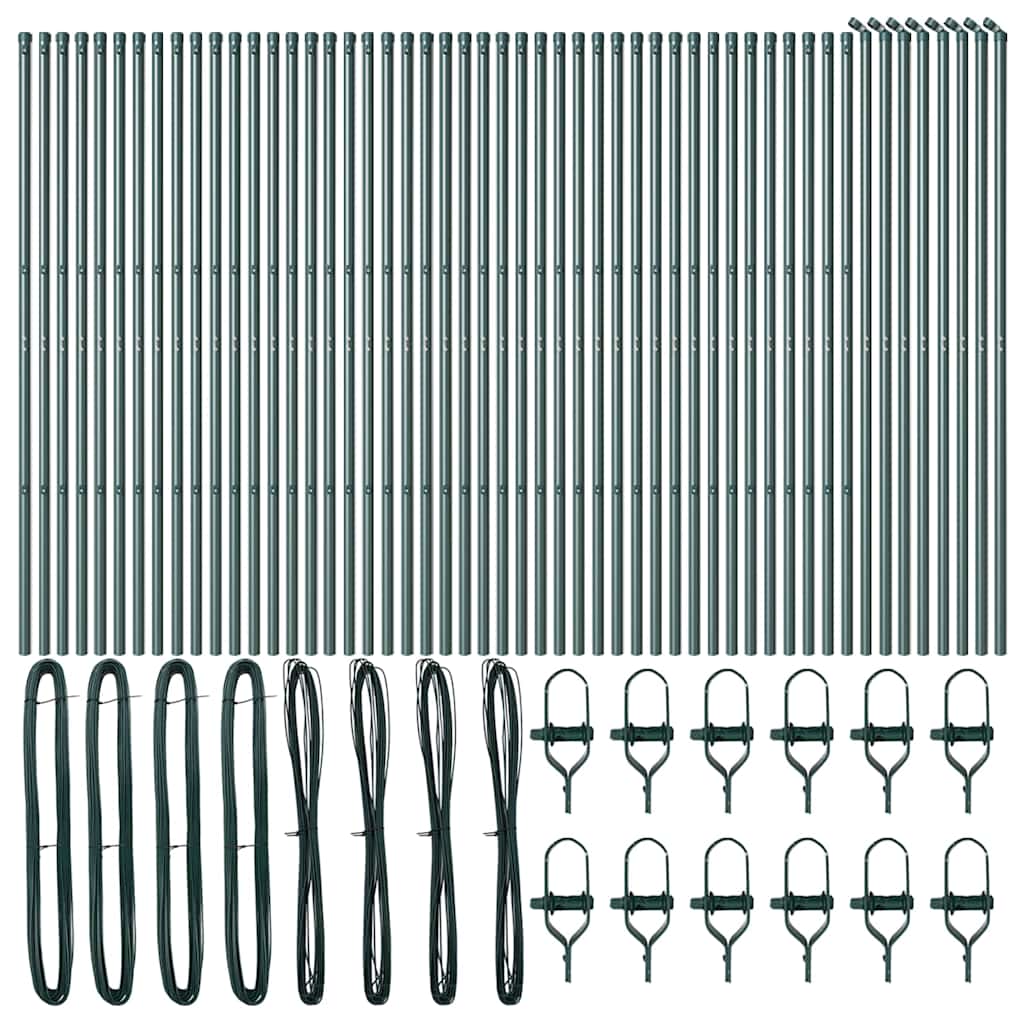 Zaunpfosten 52 pcs Grün 3.2 x 3.2 x 190 cm Stahl