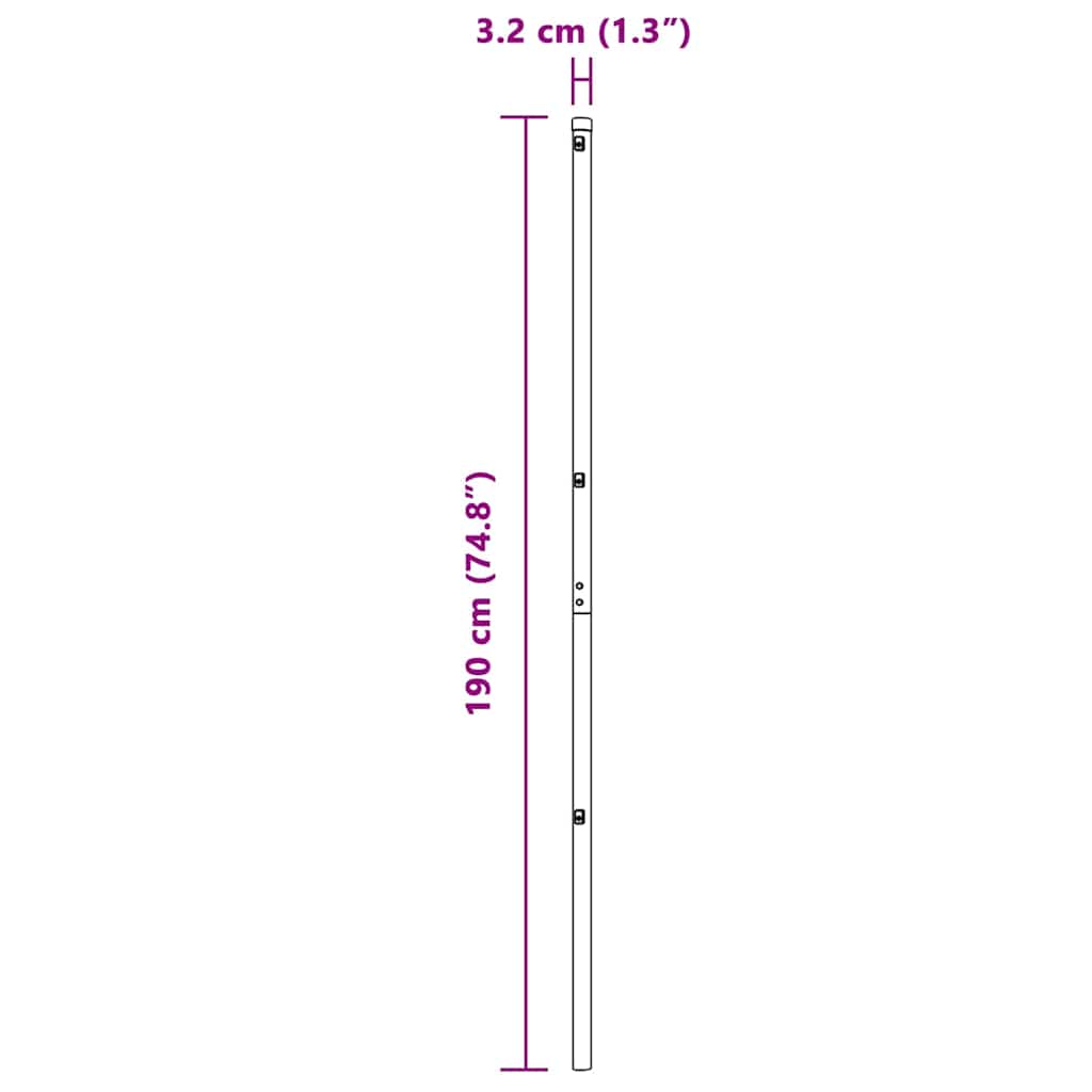 Zaunpfosten 52 pcs Grün 3.2 x 3.2 x 190 cm Stahl