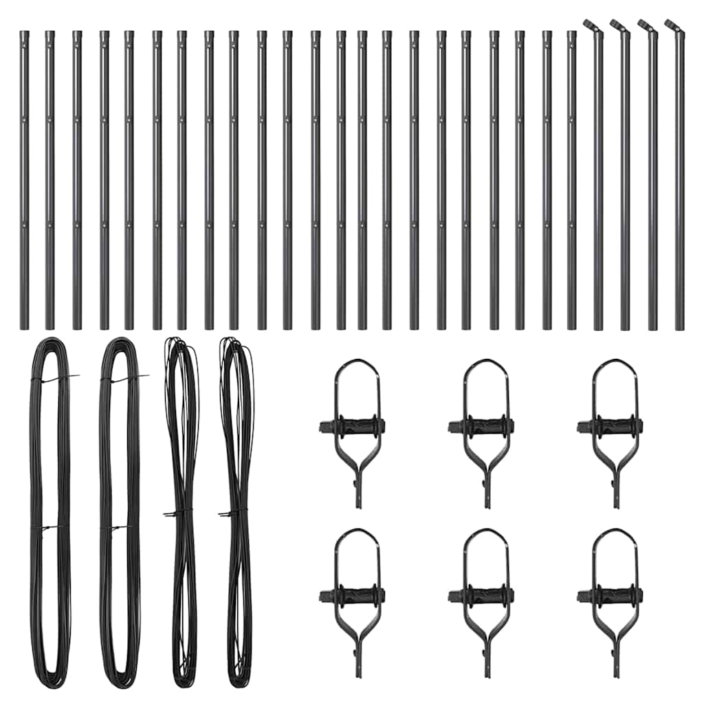 Zaunpfosten 26 pcs Grau 3.2 x 3.2 x 100 cm Stahl