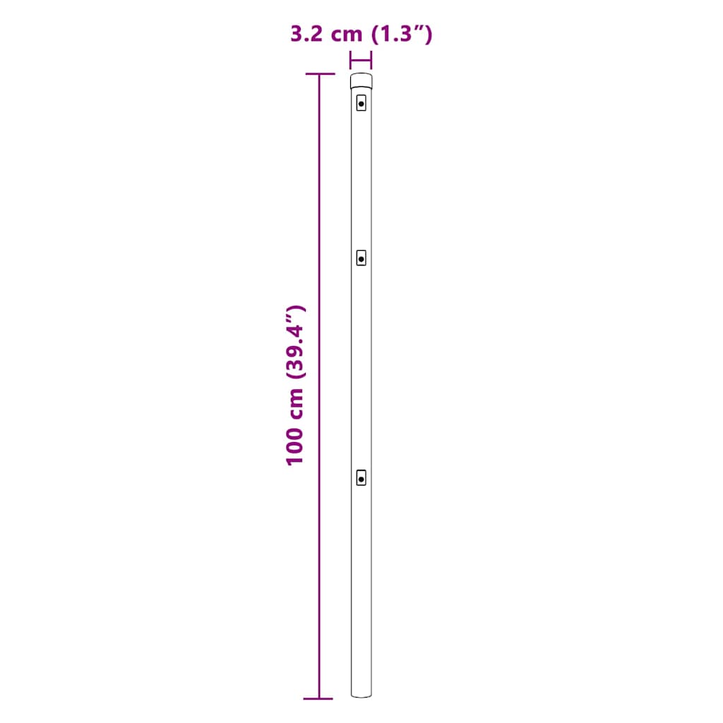 Zaunpfosten 26 pcs Grau 3.2 x 3.2 x 100 cm Stahl