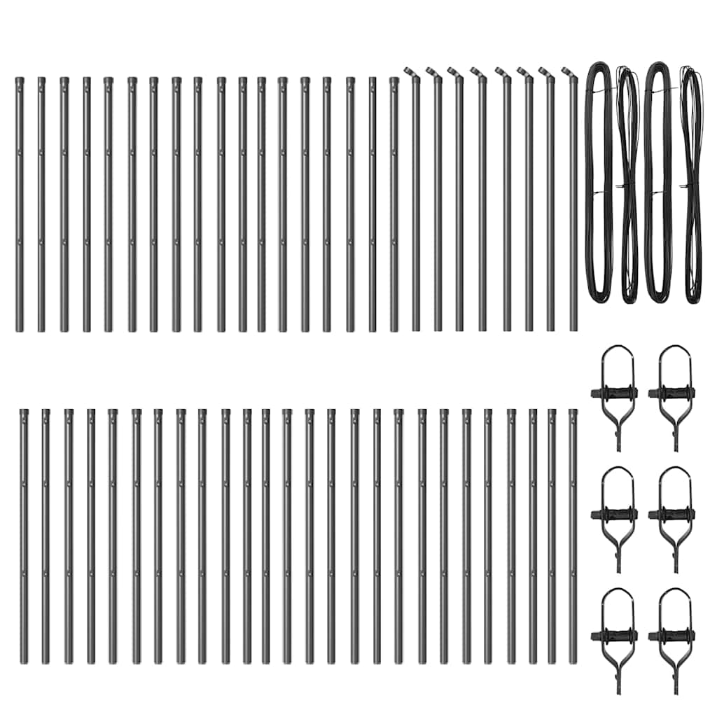 Zaunpfosten 52 pcs Grau 3.2 x 3.2 x 120 cm Stahl