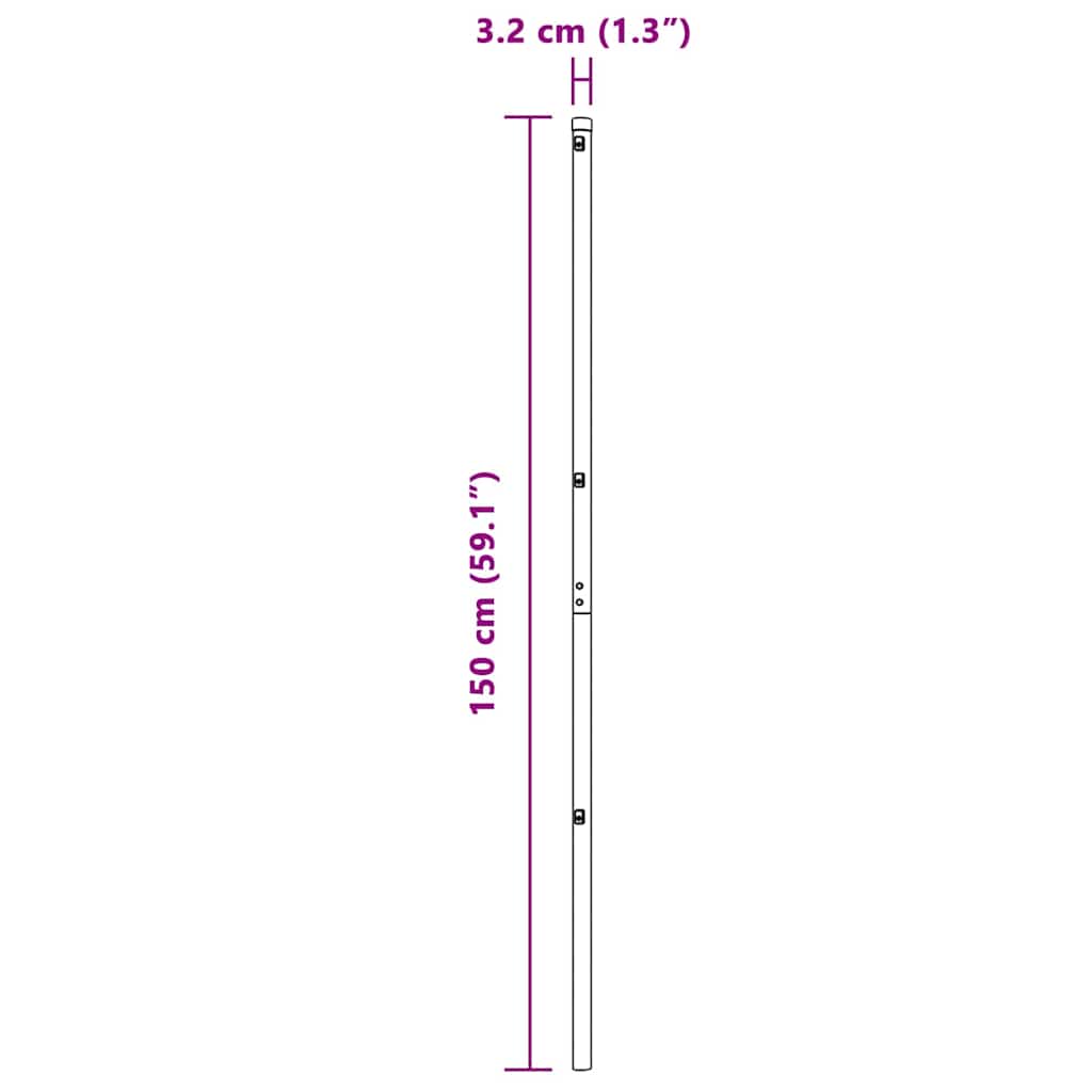 Zaunpfosten 26 pcs Grau 3.2 x 3.2 x 150 cm Stahl