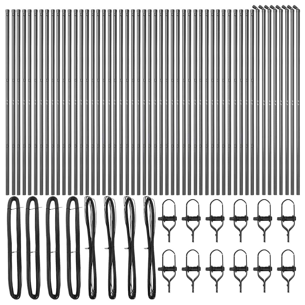 Zaunpfosten 52 pcs Grau 3.2 x 3.2 x 150 cm Stahl