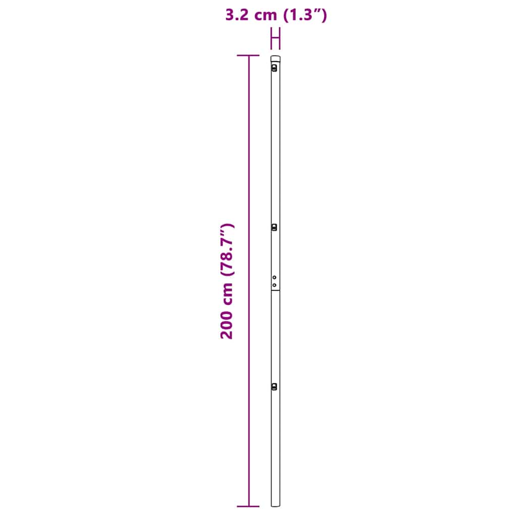 Zaunpfosten 26 pcs Grau 3.2 x 3.2 x 200 cm Stahl