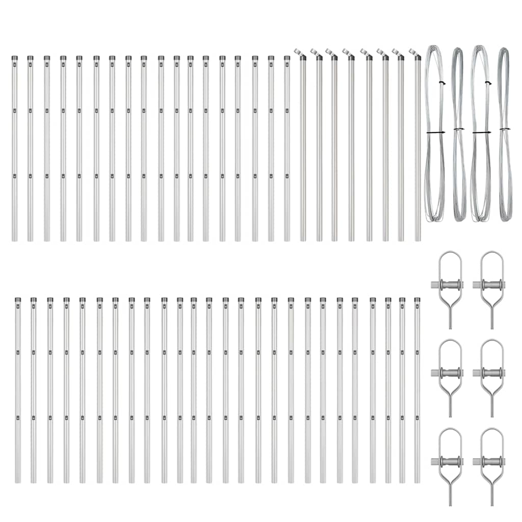 Zaunpfosten 52 pcs Silber 3.2 x 3.2 x 80 cm Stahl