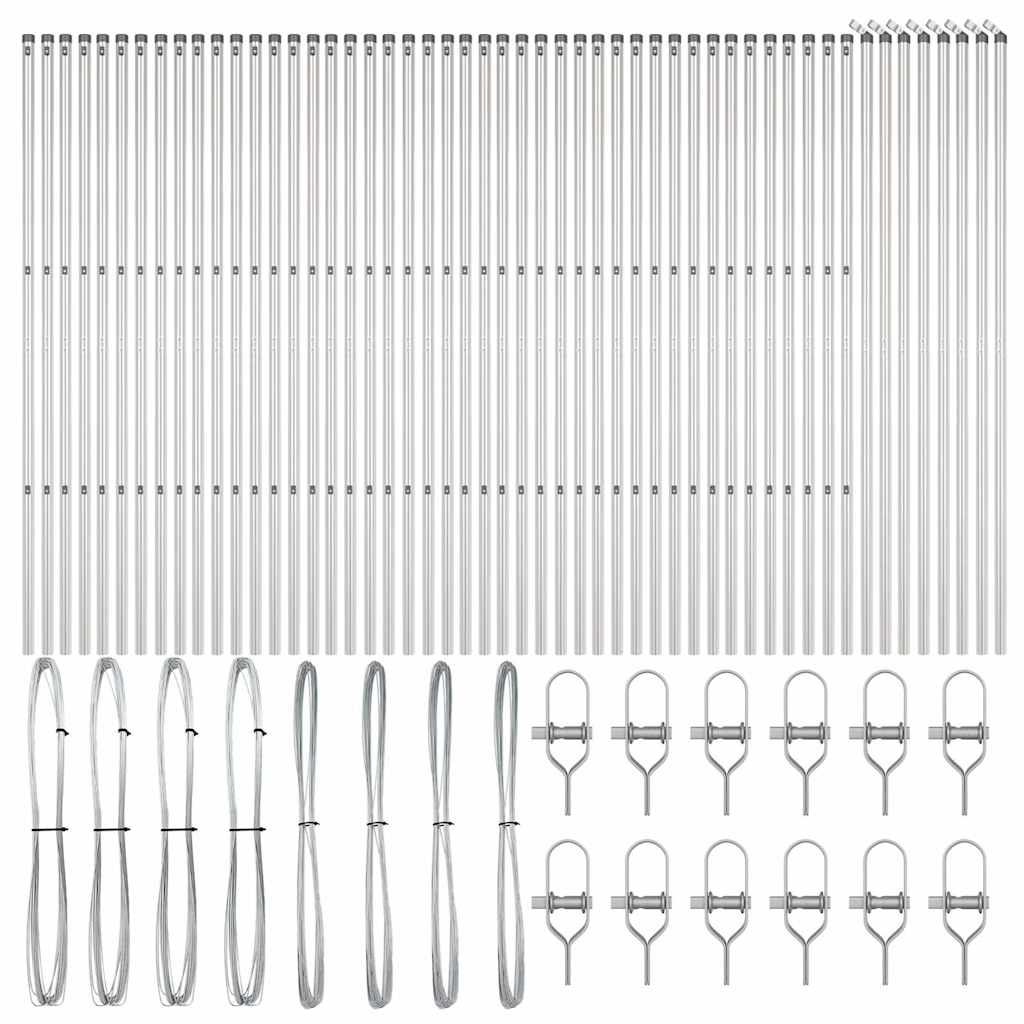 Zaunpfosten 52 pcs Silber 3.2 x 3.2 x 190 cm Stahl