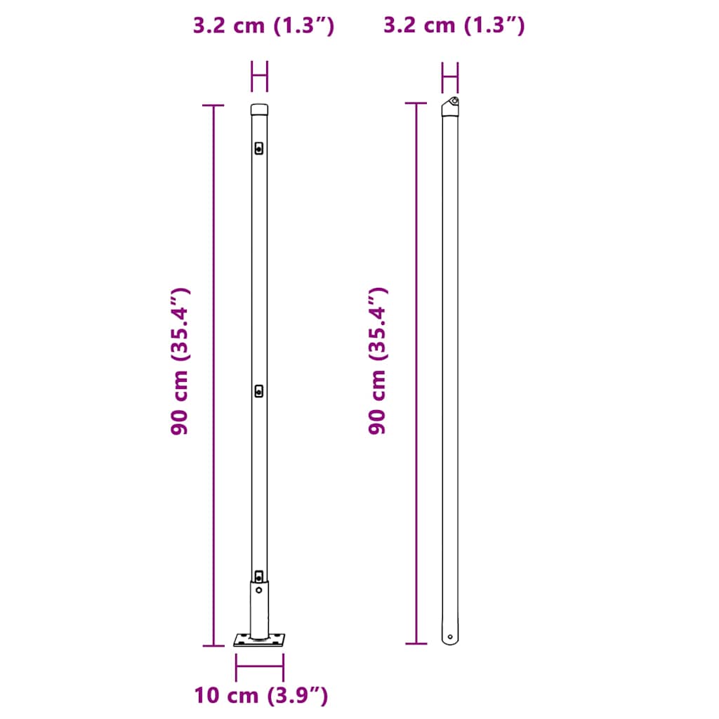 Zaunpfosten 26 pcs Silber 3.2 x 3.2 x 140 cm Stahl