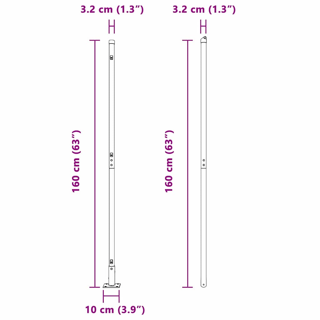 Zaunpfosten 26 pcs Silber 3.2 x 3.2 x 83.5 cm Stahl