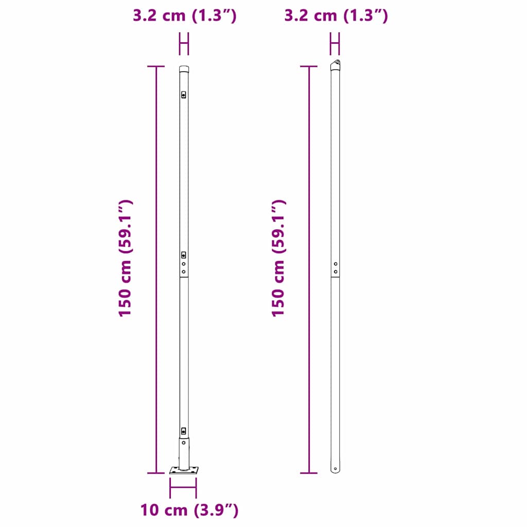 Zaunpfosten 26 pcs Silber 3.2 x 3.2 x 140 cm Stahl