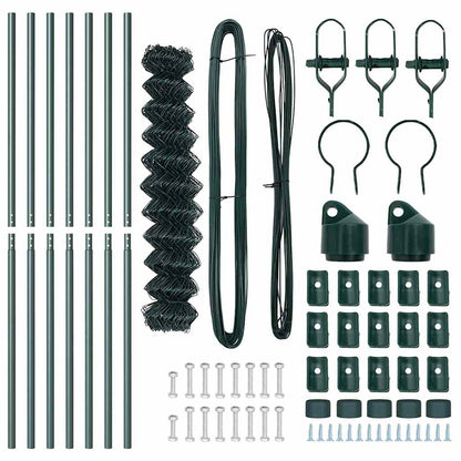 Kettengliedzaun mit Pfosten Grün 1 x 10 m Stahl