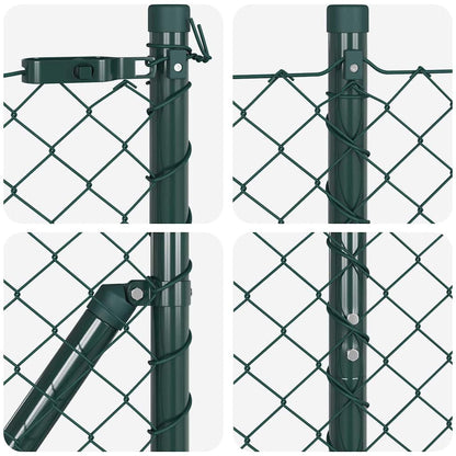 Kettengliedzaun mit Pfosten Grün 1.2 x 10 m Stahl