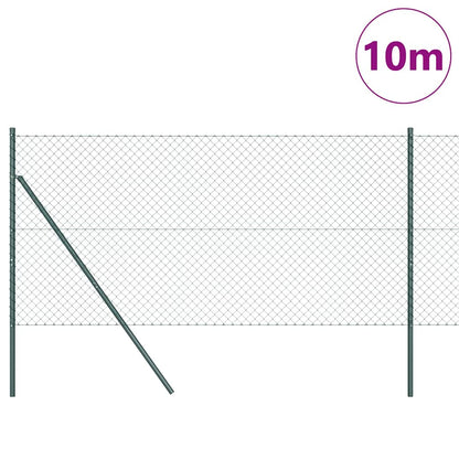 Kettengliedzaun mit Pfosten Grün 1.2 x 10 m Stahl