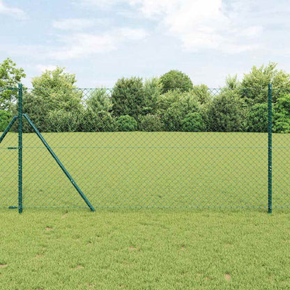 Kettengliedzaun mit Pfosten Grün 1.4 x 10 m Stahl
