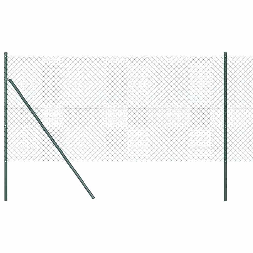 Kettengliedzaun mit Pfosten Grün 1.4 x 10 m Stahl