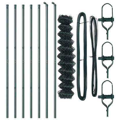 Kettengliedzaun mit Pfosten Grün 1.4 x 10 m Stahl