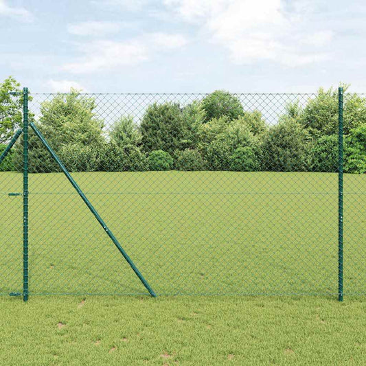 Kettengliedzaun mit Pfosten Grün 1.6 x 10 m Stahl